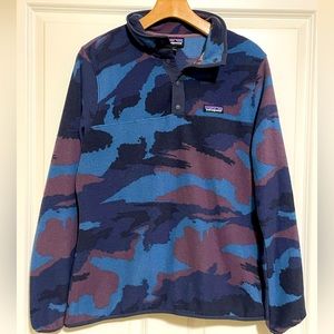 Patagonia Snap Up Fleece Pullover Blue Purple Camo Size Large
